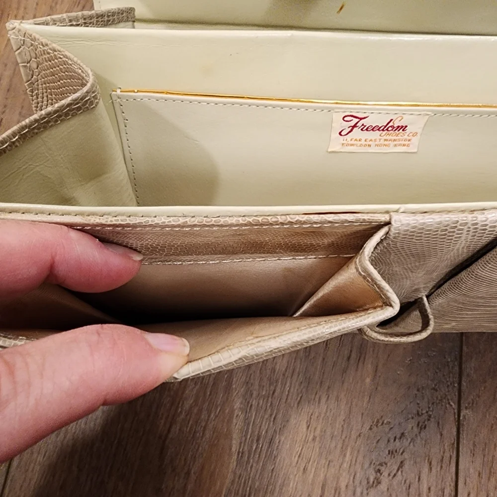Vintage Freedom Shoes Reptile Top Handle Purse Bag 50s 60s Classic Neutral